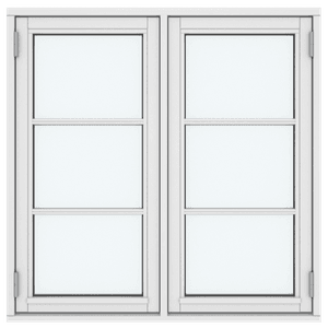 Sprossenfenster (nach außen öffnend), Zwei Flügel 6 Scheiben, nach außen öffnend 